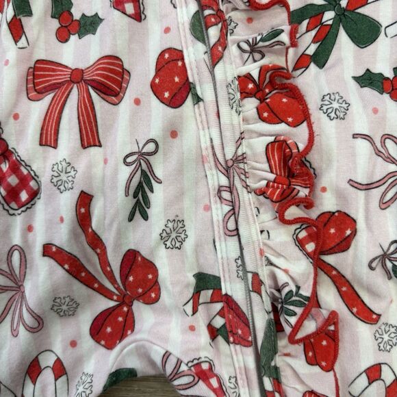 Caden Lane Footie Pajamas Size 6-9 Months Baby Girl Bows Bamboo Christmas - Picture 3 of 6